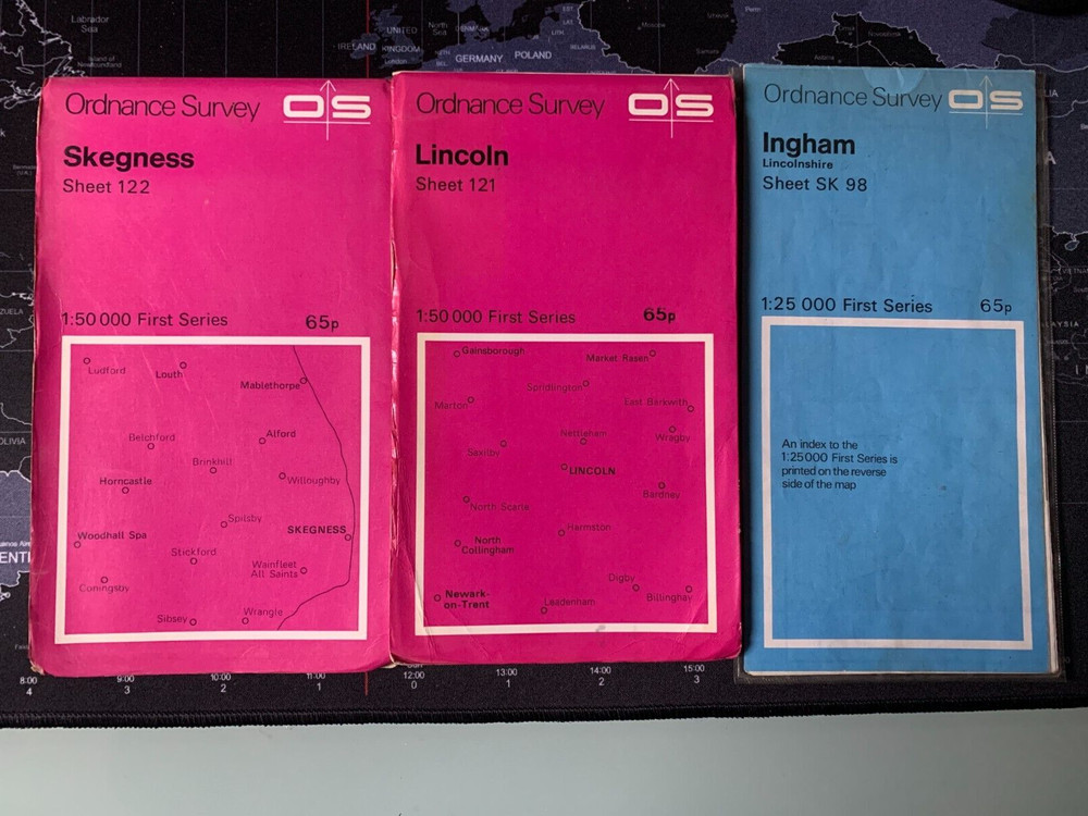 Vintage Lincoln & Lincolnshire Ordance Survey Maps (Lincoln, Skegness, Ingham)