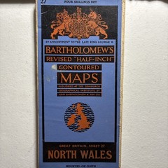 Bartholomew’s Half Inch Cloth Map No 27 No14 No 30 North Wales Surrey Oxford