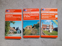 3 Vintage Ordnance Survey Maps ASHDOWN FOREST + ASHFORD + DOVER FOLKESTONE HYTHE