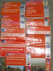 OS Ordnance Survey Explorer maps – scruffy copies – cheap to clear – From 99p