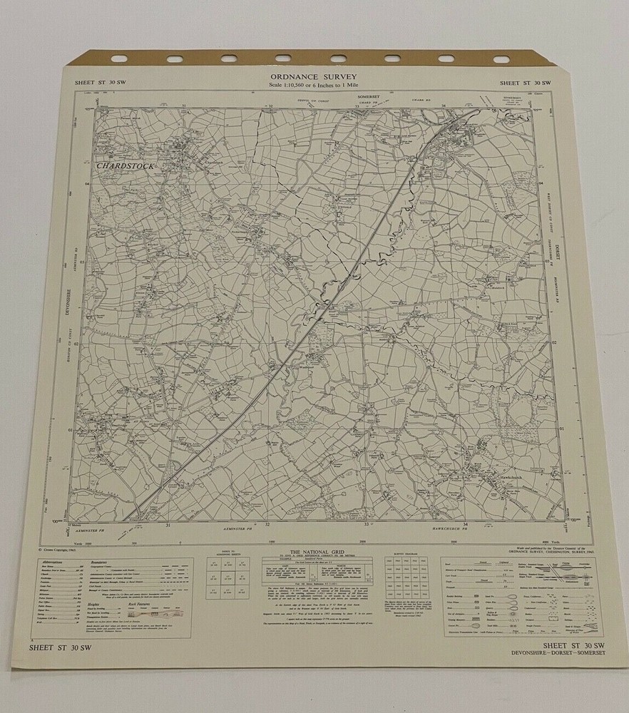 OS, 6 Inch to 1 Mile Map, sheet ST 30 SW, Somerset, Chardstock area, 1963