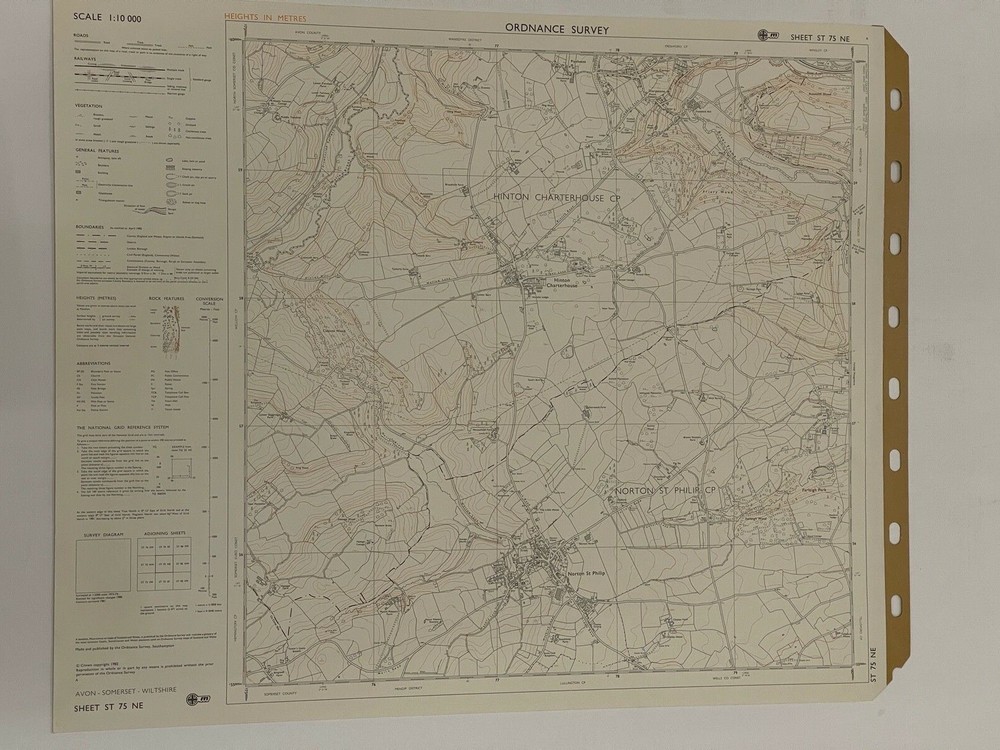 OS, 6 Inch to 1 Mile Map, sheet ST 75 NE, Somerset, Norton St Philip area, 1982