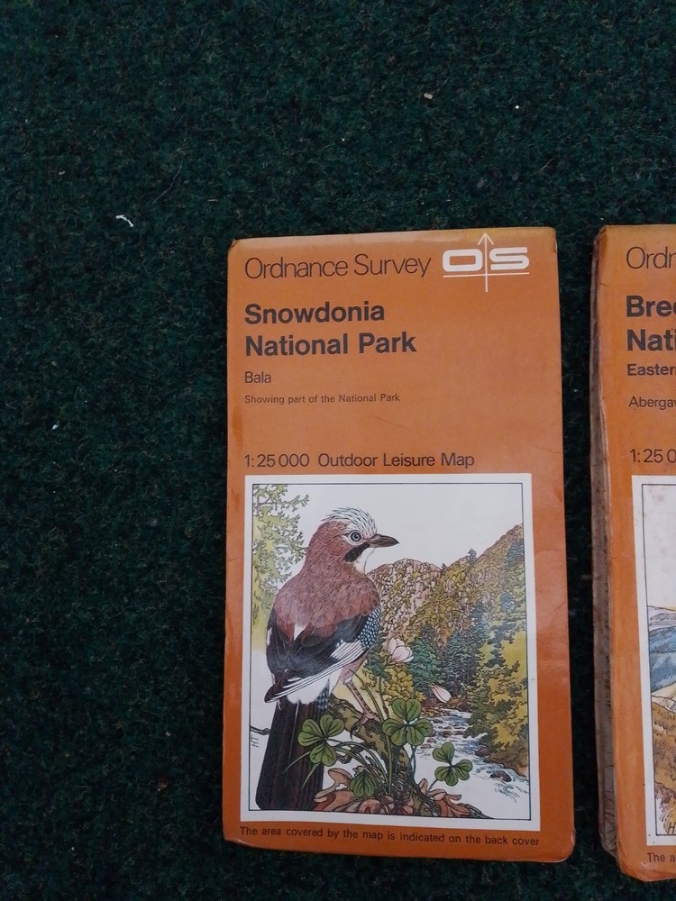 2 Ordnance Survey Maps Snowdonia National Park, Brecon Beacons National Park #61