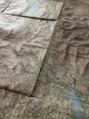 Large vintage Lake District Ordnance Survey map, folded, C.1959, 82cm x 100cm