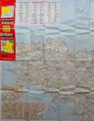 Vintage Bartholomew Euro Paper Map of Brittany + West Normandy