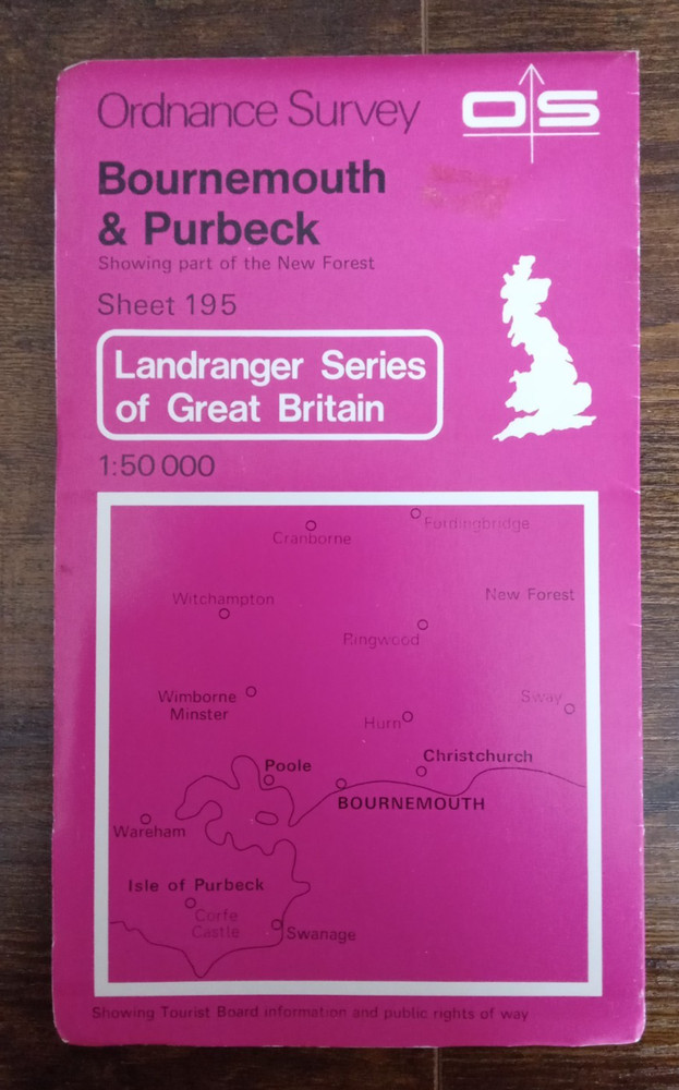 Ordnance Survey Landranger Map Sheet 195 Bournemouth & Purbeck 1982. T3