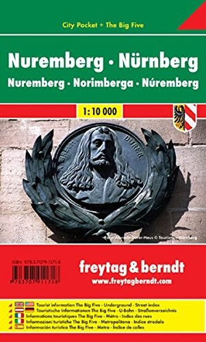 NURNBERG CITY POCKET MAP 1:10K (ENGLISH, SPANISH, FRENCH, By Collectif **NEW**