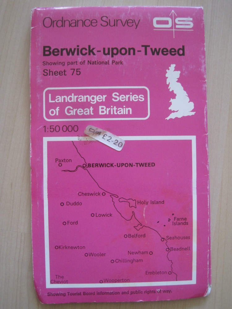 Ordnance survey map Landranger series Berwick-upon-Tweed sheet 75 scale 1:50 000
