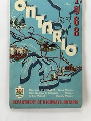 Vintage 1968 Ontario Canada Fold Out Paper Map Travel