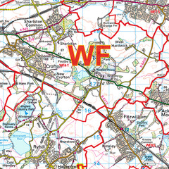 (G120) Map of Wakefield WF Postcode Sectors, Poster of Wakefield Postcodes