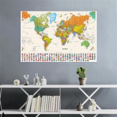 5x3ft 7x5ft Map Of The World Map with Flags Poster Background Print Wall Decor