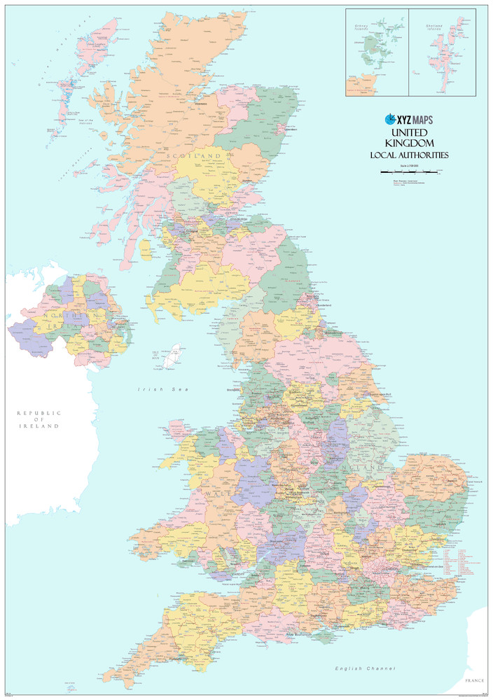 UK Local Authorities – Large Wall Map