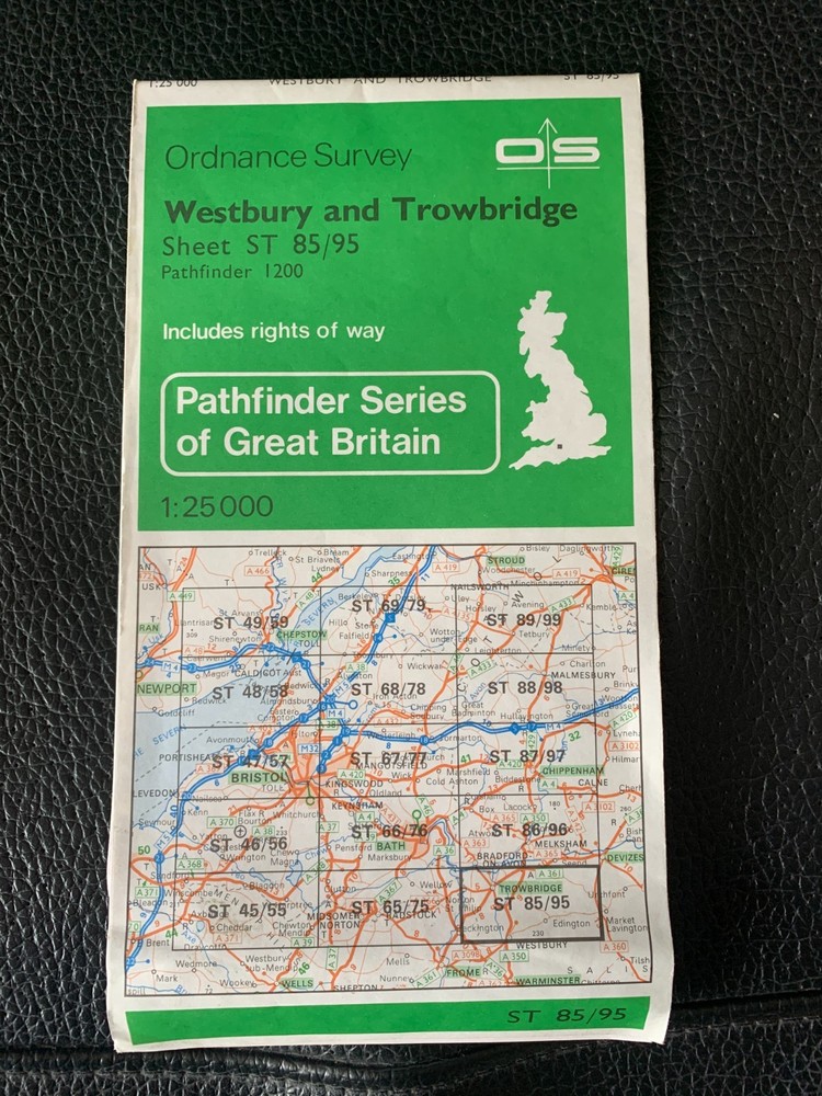 Ordnance Survey Map Pathfinder 1200 1:25000 Westbury and Trowbridge ST 85/95