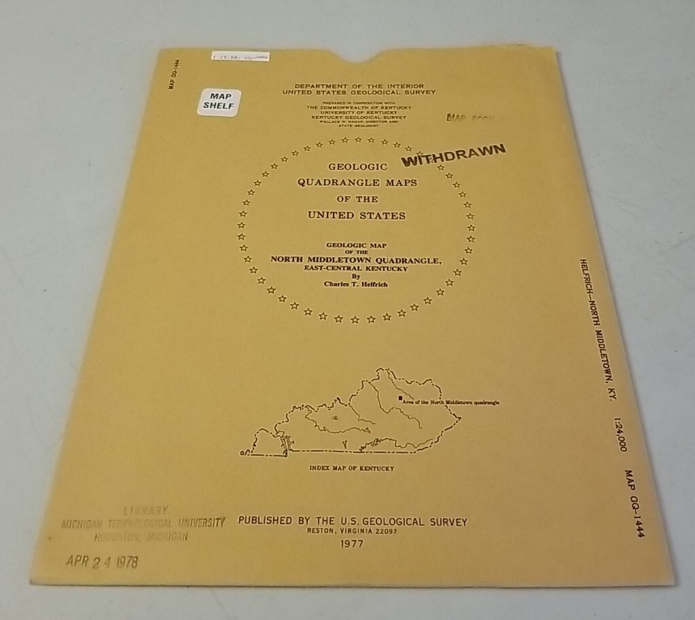 USGS Geologic Map North Middletown Quadrangle, East-Central Kentucky w/Sleeve