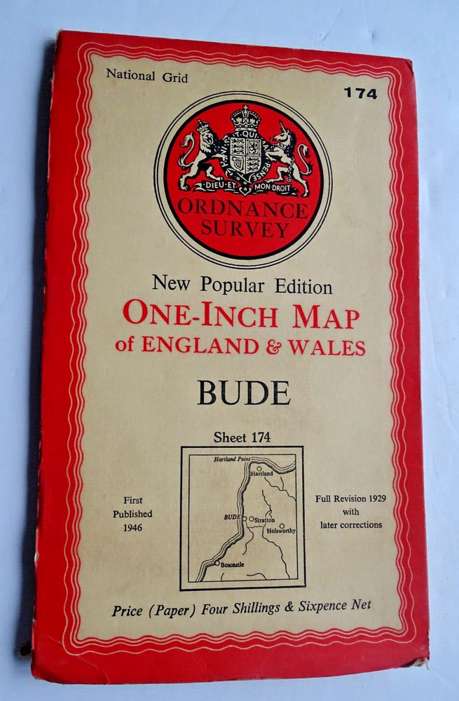 Ordnance Survey One-Inch Map Sheet 174 – Bude – 1946 – Revision 1929
