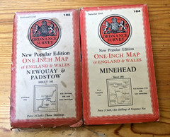Ordnance Survey Maps 1″ Minehead Frome Newquay Bude Barnstable Exeter Weston