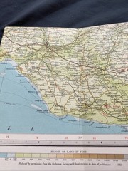 South Wales Bartholomew Revised Half Inch contoured Paper Map #12 (1274)
