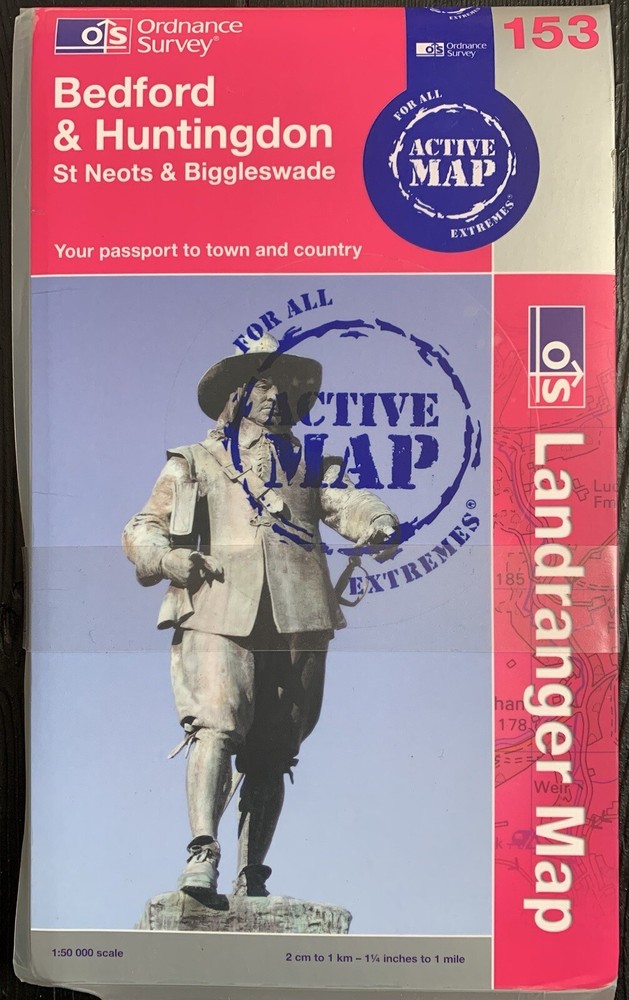 Ordnance Survey LANDRANGER ACTIVE MAP 2012 – 153 BEDFORD & HUNTINGDON