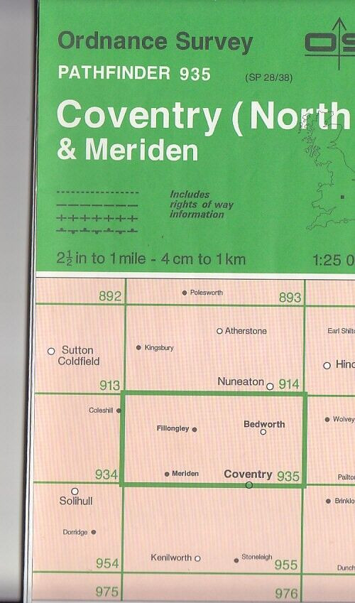 Ordnance Survey (OS) 1:25,000 Pathfinder Map Sheet SP 28/38 Coventry (N)