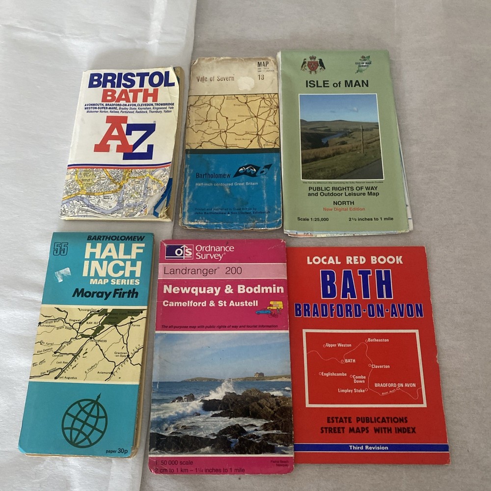 Map Bundle Isle Of Man,Vale Of Severn,Moray Firth,Bath, Newquay&Bodmin,Bristol