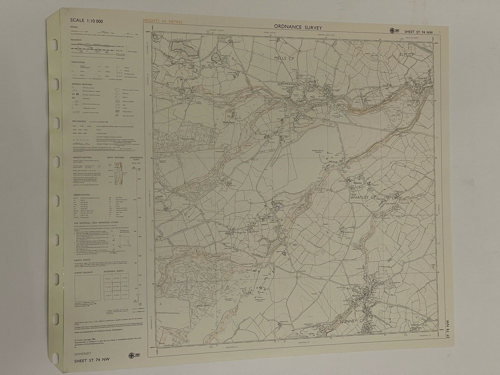 OS, 6 Inch to 1 Mile Map, sheet ST 74 NW, Somerset, Whatley area, 1982