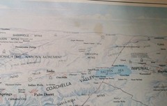 Southern California Wall Map Vintage Topographic 1984 Cooper Moffatt Large 89cm