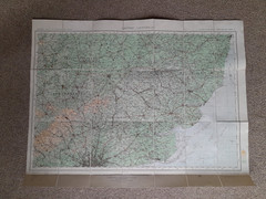 ORDNANCE SURVEY 1/4 INCH DISSECTED CLOTH MAPS COMPLETE SET OF 12 IN LEATHER CASE