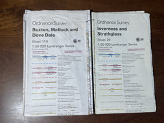 Job Lot 10 Vintage OS MAP LANDRANGER SHEETS, 1970s/1980s England, Scotland