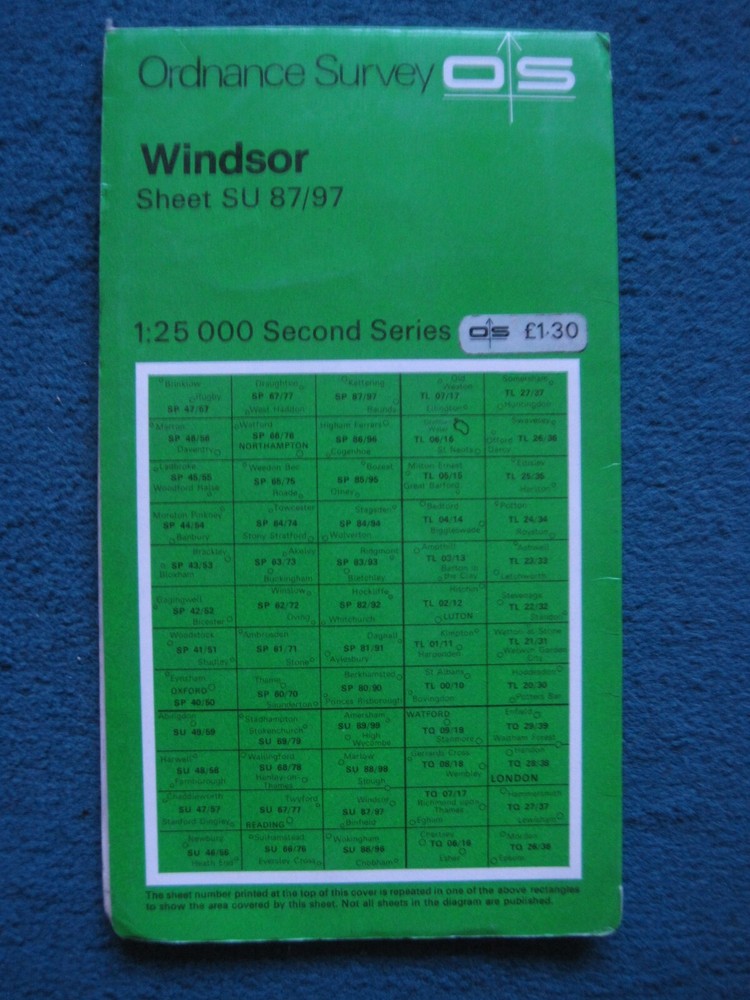 Old Ordnance survey map Second series Windsor Sheet SU 87/97 1:25 000