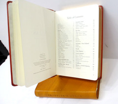ATLAS The Traveler’s Atlas A Geographic Handbook c1997 Leather Cover 4×6″ TAN