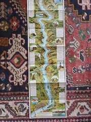 Vintage Relief Panorama of the Rhine Hoursch & Beehstedt Coloured Fold Out Map