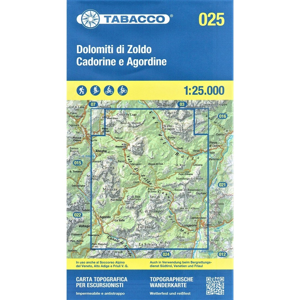 Italy Dolomiti di Zoldo Cadorine Agordine map 025 walking hiking cycle ski 1:25K