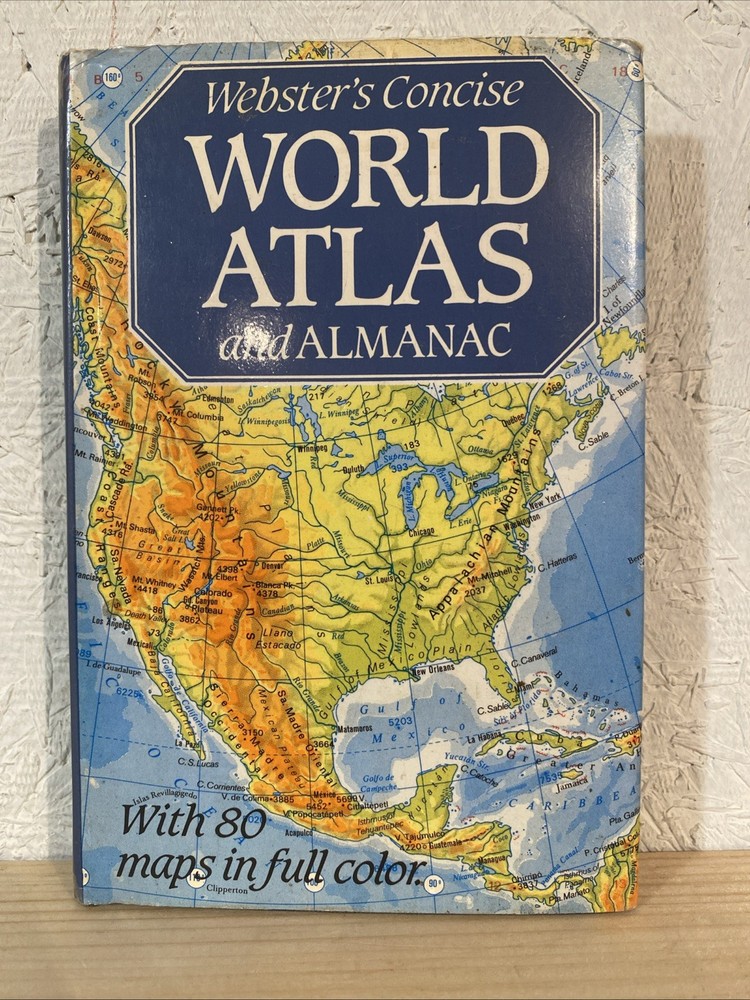 Webster’s Concise World Atlas And Almanac Hardcover Book 80 Maps Full Color L2