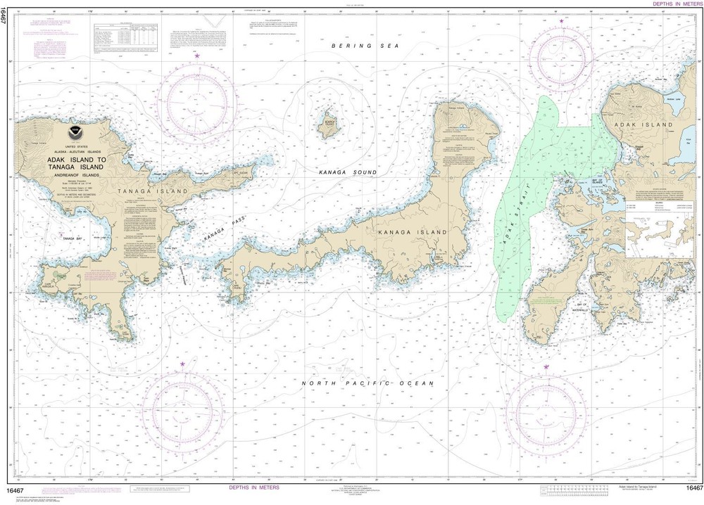 Adak Island to Tanaga Island | Waterproof NOAA Chart 16467