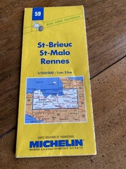 Michelin Map, No 59, of St-Brieuc, St-Malo, Rennes, France.
