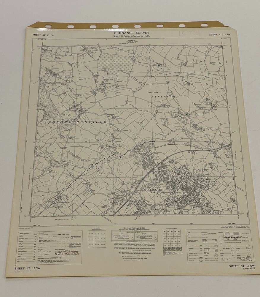 OS, 6 Inch to 1 Mile Map, sheet ST 12 SW, Somerset, Nynehead area, 1969