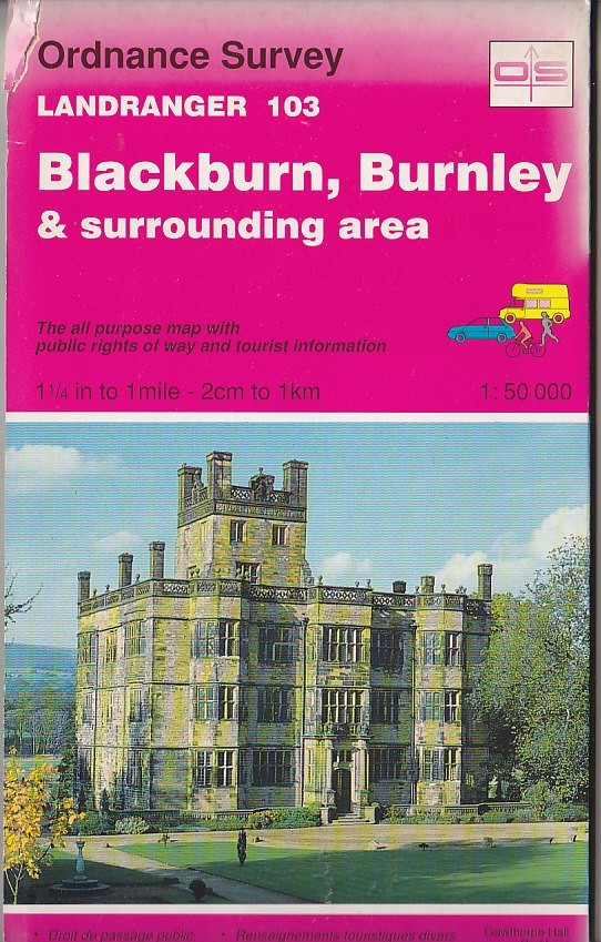 Ordnance Survey Landranger Map 1:50,000 Sheet 103 Blackburn & Burnley