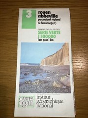 Vintage IGN Institut Geographique National Rouen Abbeville Map Sheet 3 1988