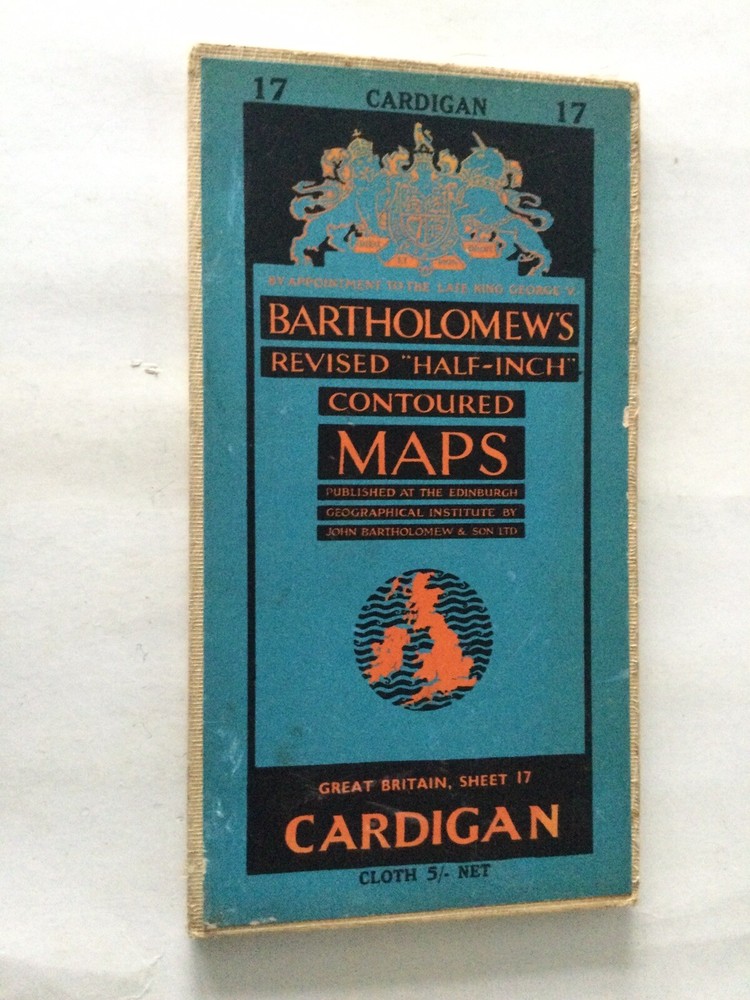Vintage Batholomews Half Inch Maps Cloth Fabric Sheet 17 Cardigan