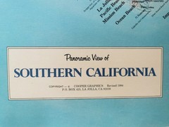 Southern California Wall Map Vintage Topographic 1984 Cooper Moffatt Large 89cm