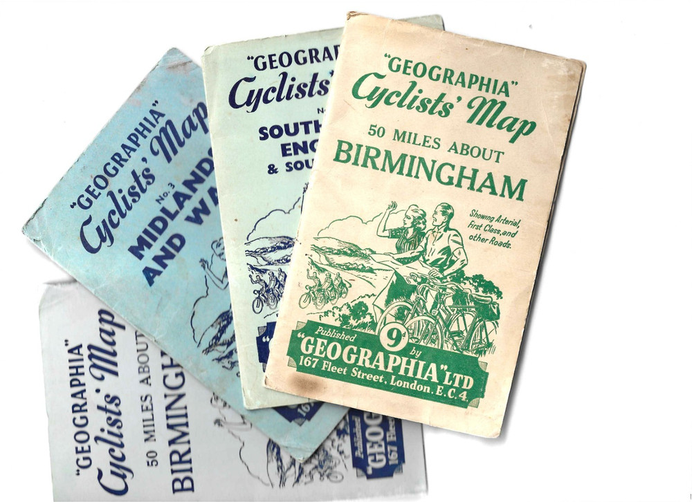 4 x GEOGRAPHIA CYCLISTS MAPS 1930S LISTED