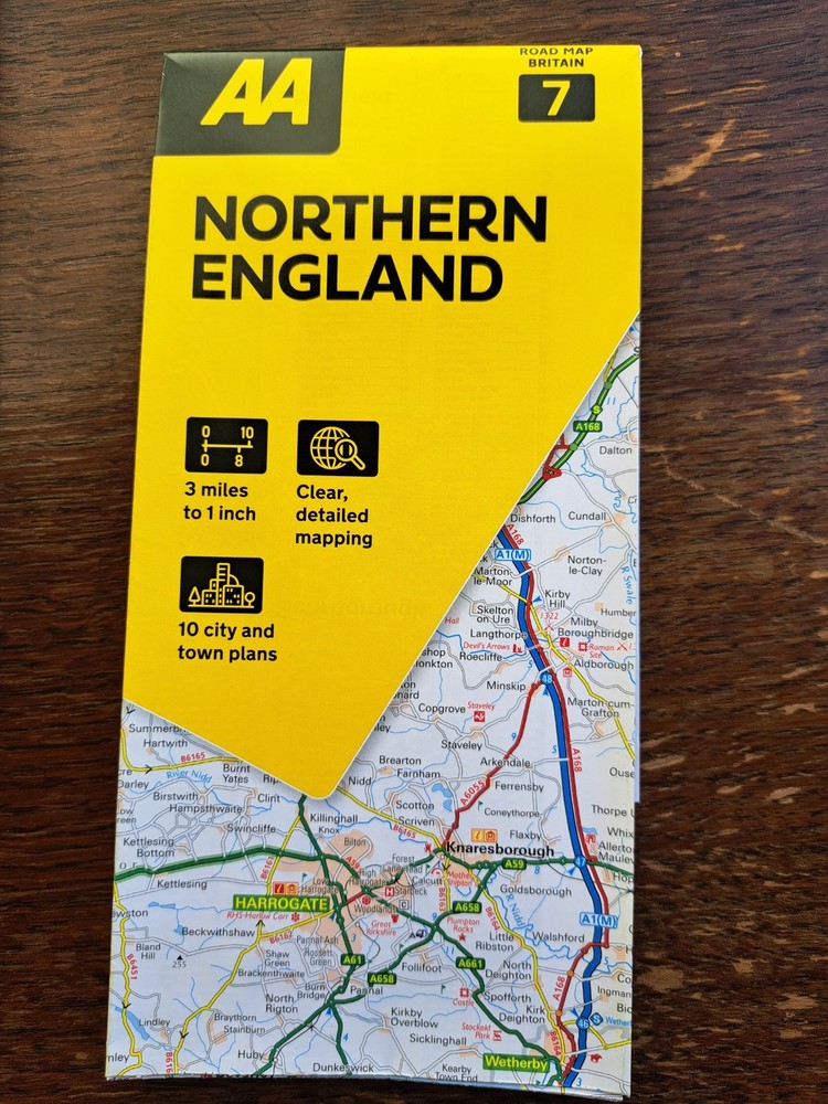 AA Northern England Road Map 3 miles to 1 inch map 7