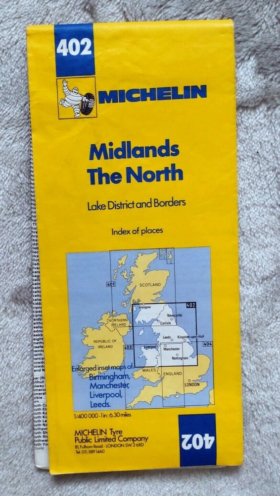 Michelin Yellow Map 402 Midlands, The North, Lake District & Borders 1: 400000