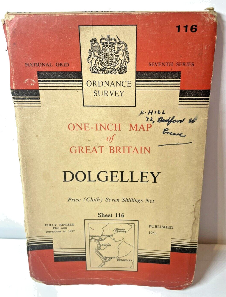 Ordnance Survey Map – One Inch Map – Dolgelley – Sheet 116 – Cloth – 1953