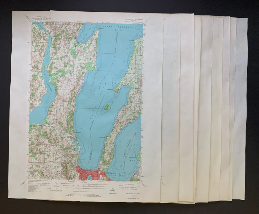 10 MI Geological Survey maps TRAVERSE CITY, EMPIRE, FRANKFORT, MANISTEE, MESICK