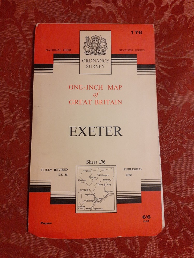 Exeter Paper Ordnance Survey Map Sheet No 176