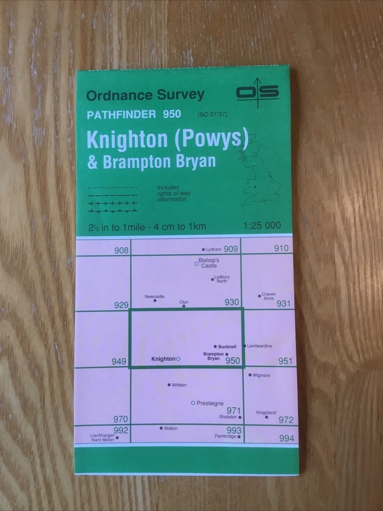 1985 Ordnance Survey Pathfinder Map 950 SO 27/37 Knighton And Brampton Brior