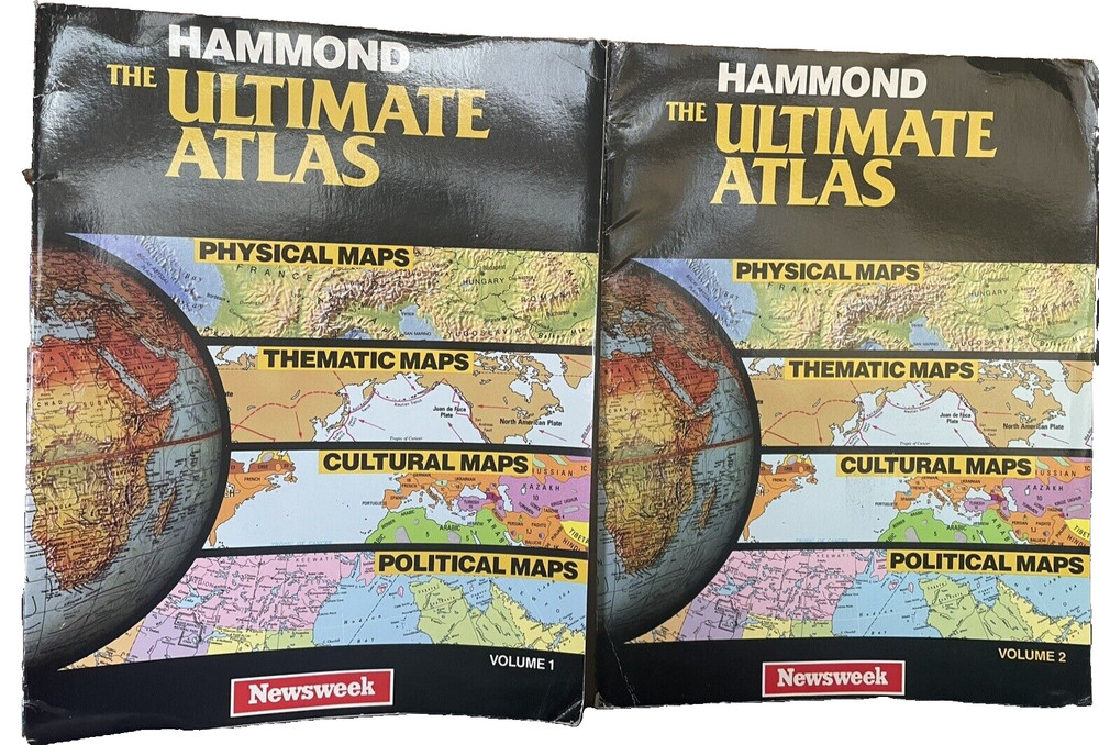Hammond The Ultimate Atlas Vol 1 and 2 Newsweek World Maps Flags Lot of 2