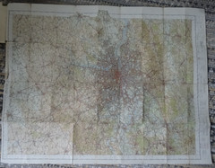 GREATER LONDON Half inch District Map COTTON BACKED 1962 41 X 32inch
