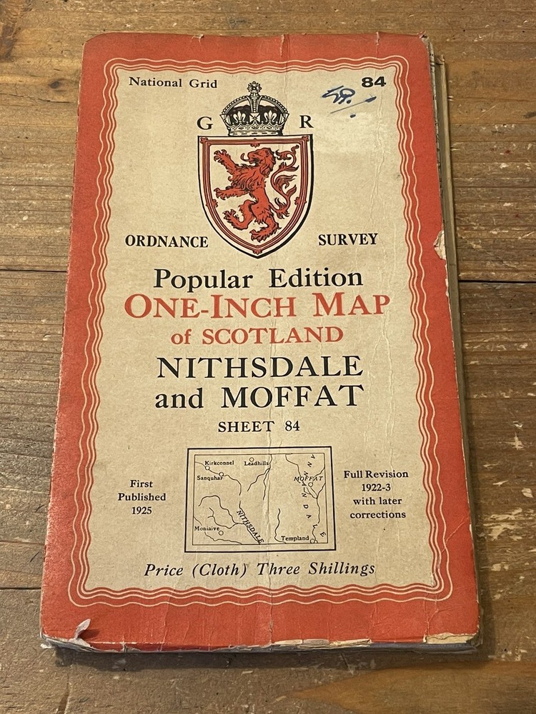 NITHSALE & MOFFAT Ordnance Survey Popular Edition One Inch Map 84 1925 SCOTLAND